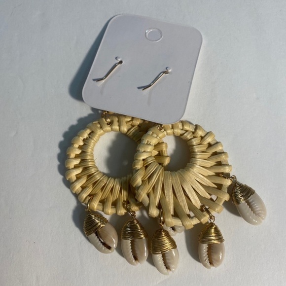 Rattan Straw shell Earrings Women’s Boho Wicker Woven Earrings - Picture 3 of 6